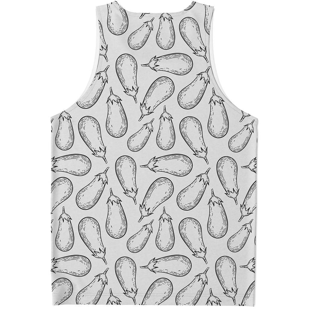 White Eggplant Drawing Print Men's Tank Top