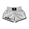 White Eggplant Drawing Print Muay Thai Boxing Shorts