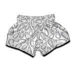 White Eggplant Drawing Print Muay Thai Boxing Shorts