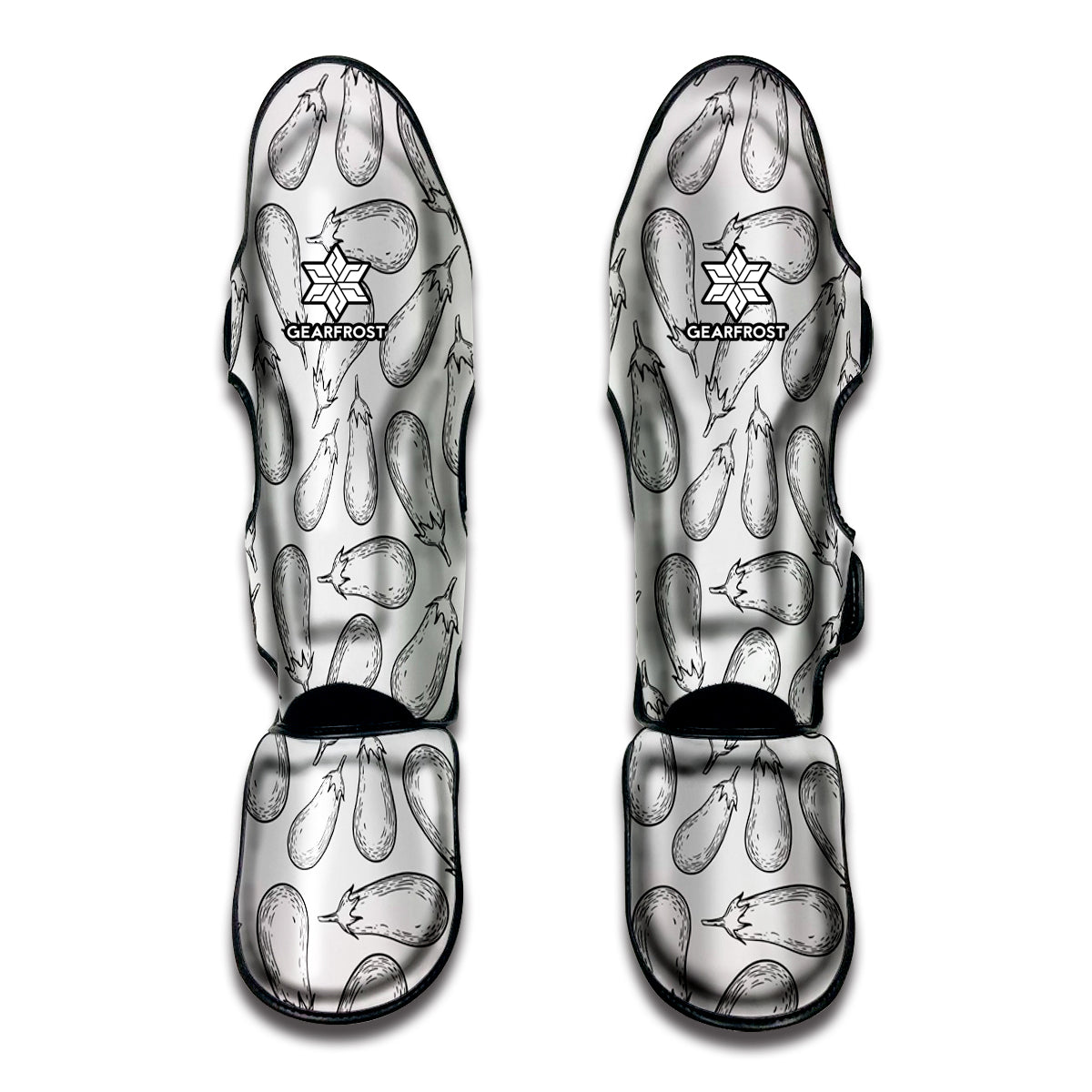 White Eggplant Drawing Print Muay Thai Shin Guard