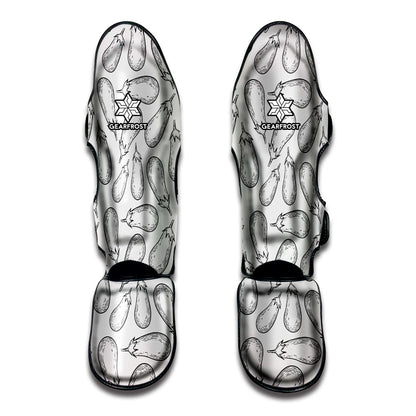 White Eggplant Drawing Print Muay Thai Shin Guard