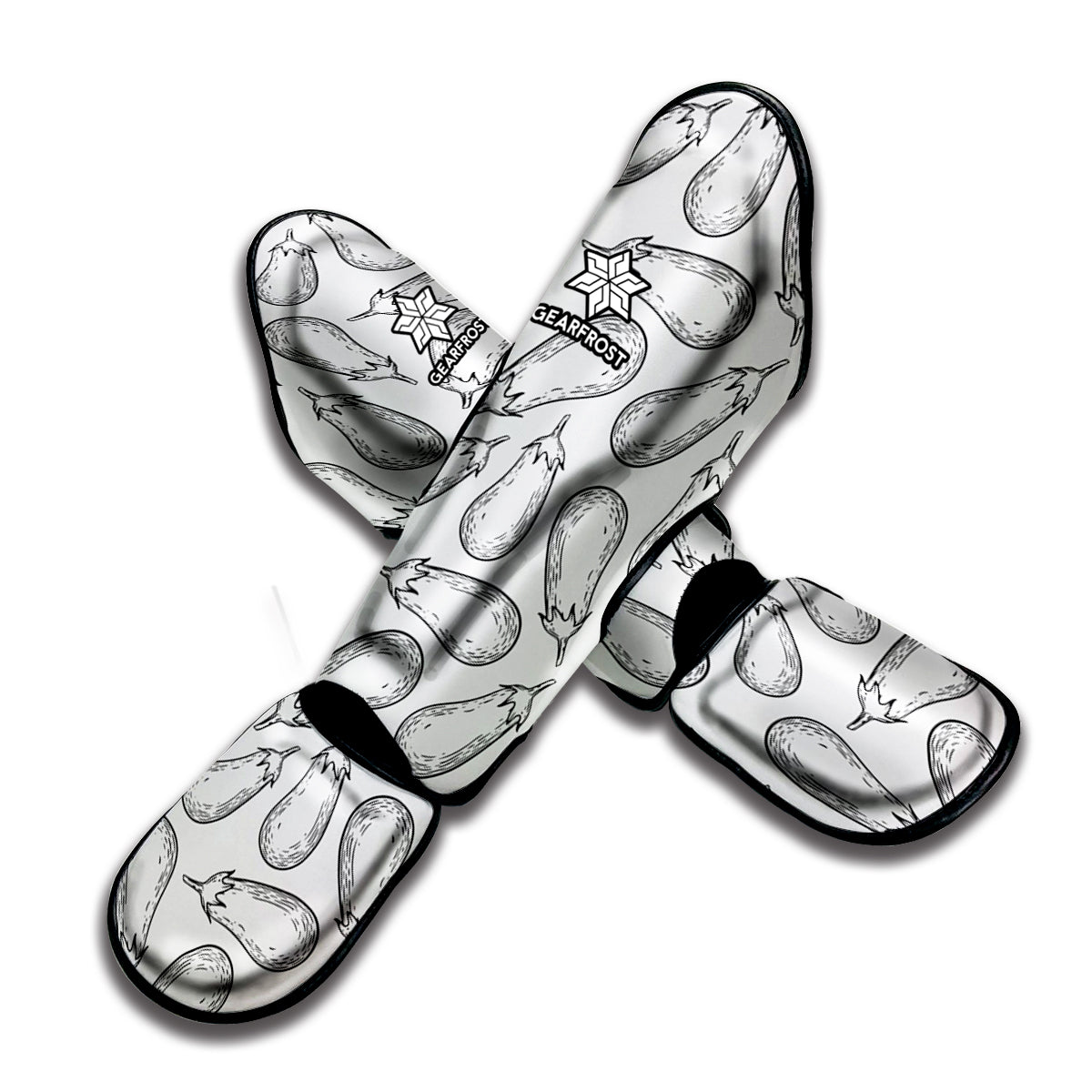 White Eggplant Drawing Print Muay Thai Shin Guard