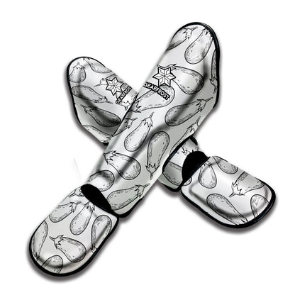 White Eggplant Drawing Print Muay Thai Shin Guard