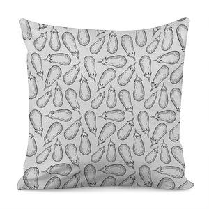 White Eggplant Drawing Print Pillow Cover