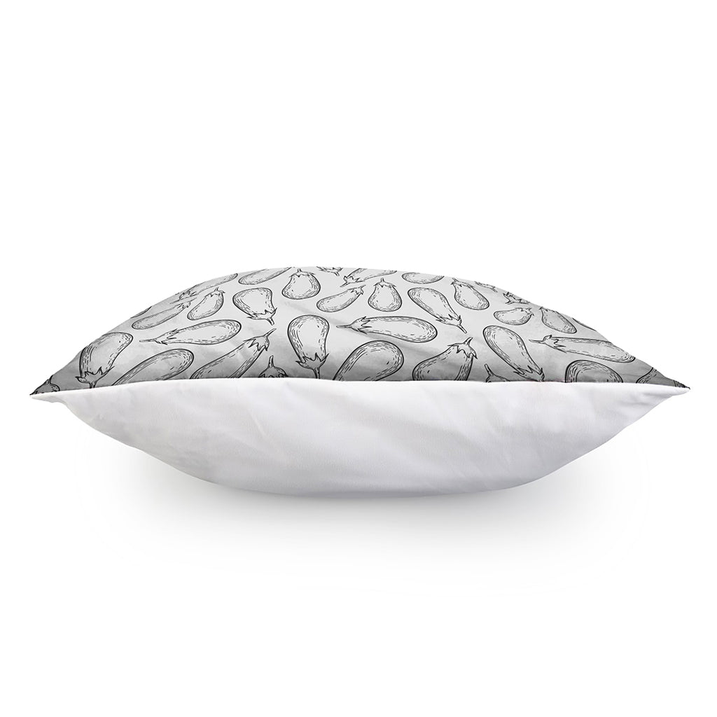 White Eggplant Drawing Print Pillow Cover