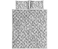White Eggplant Drawing Print Quilt Bed Set
