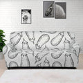 White Eggplant Drawing Print Sofa Cover