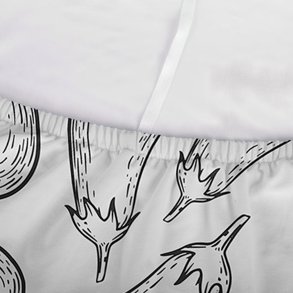 White Eggplant Drawing Print Sofa Cover