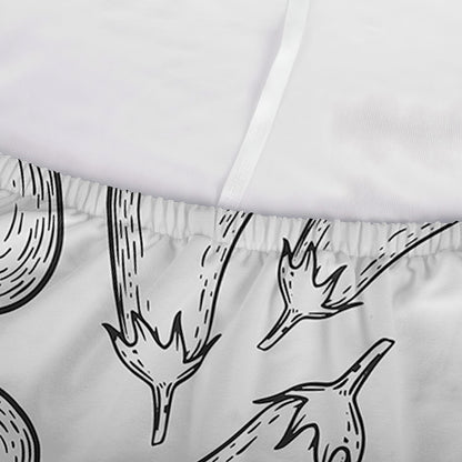 White Eggplant Drawing Print Sofa Cover