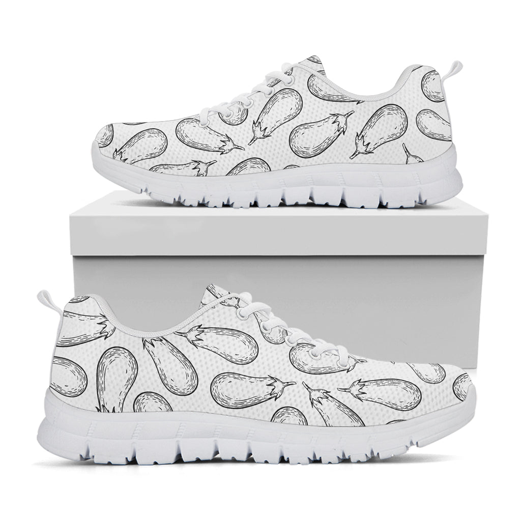 White Eggplant Drawing Print White Sneakers