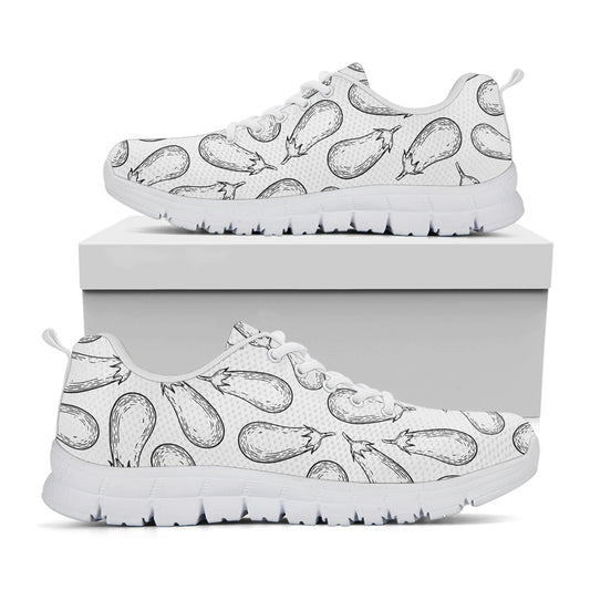 White Eggplant Drawing Print White Sneakers