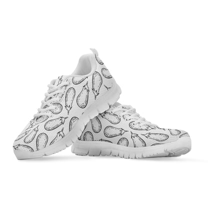 White Eggplant Drawing Print White Sneakers