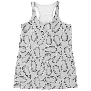 White Eggplant Drawing Print Women's Racerback Tank Top