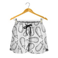 White Eggplant Drawing Print Women's Shorts