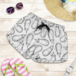 White Eggplant Drawing Print Women's Shorts