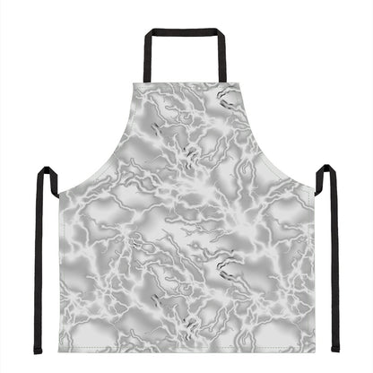 White Electric Lightning Print Apron