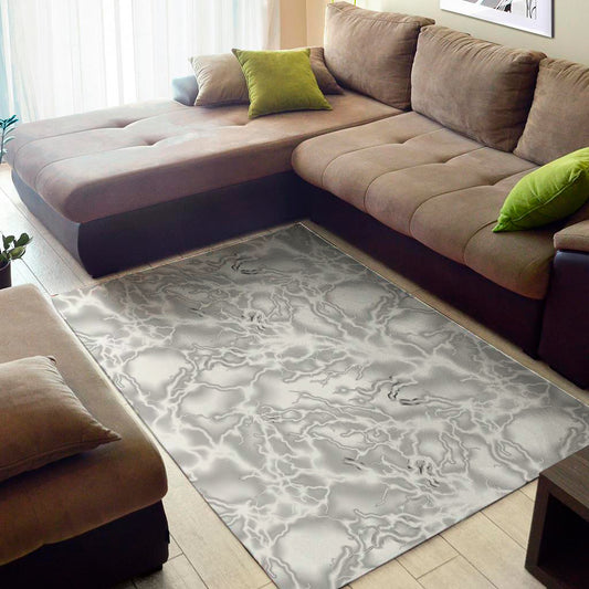 White Electric Lightning Print Area Rug
