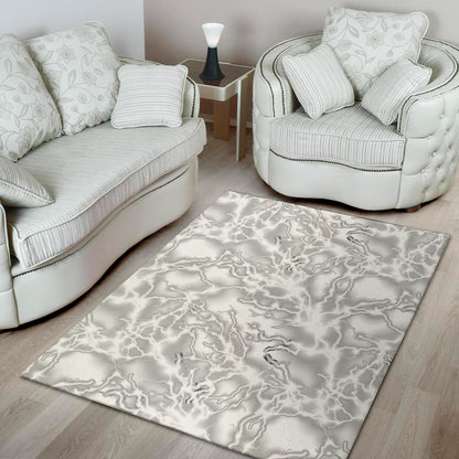 White Electric Lightning Print Area Rug