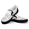White Electric Lightning Print Black Slip On Sneakers