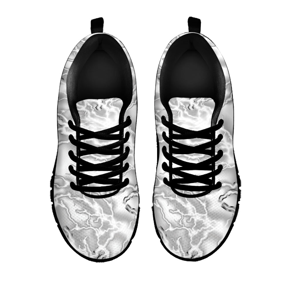 White Electric Lightning Print Black Sneakers