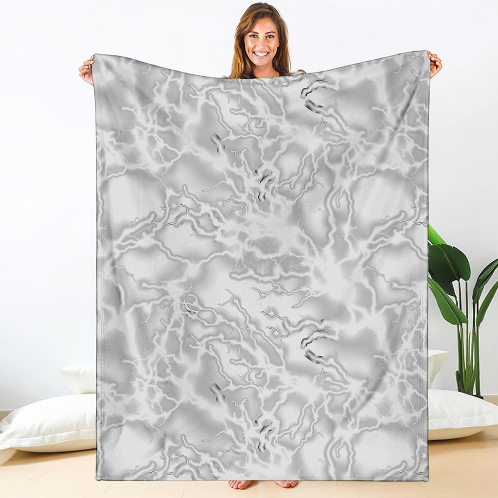 White Electric Lightning Print Blanket