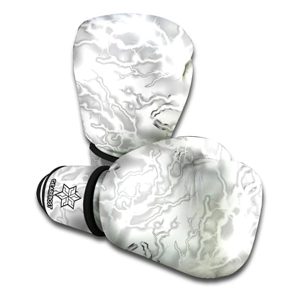 White Electric Lightning Print Boxing Gloves