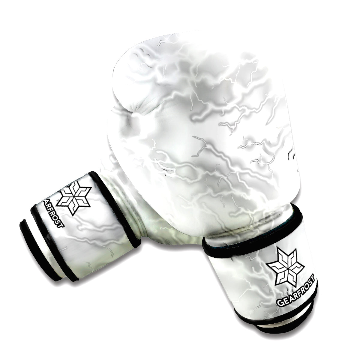 White Electric Lightning Print Boxing Gloves
