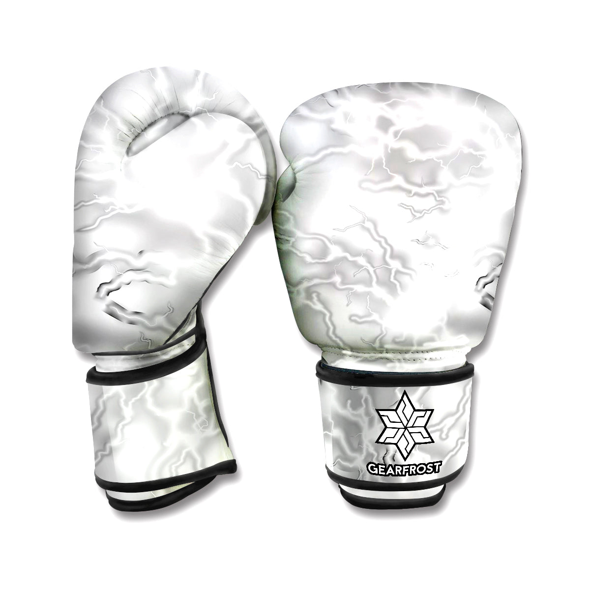 White Electric Lightning Print Boxing Gloves