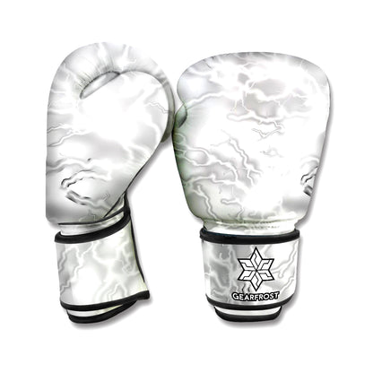 White Electric Lightning Print Boxing Gloves