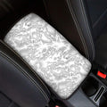 White Electric Lightning Print Car Center Console Cover