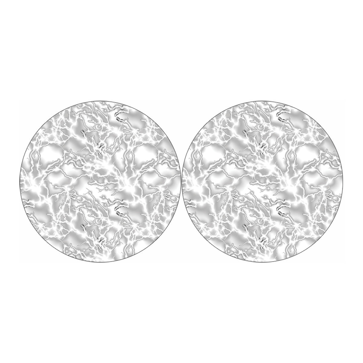White Electric Lightning Print Car Coasters
