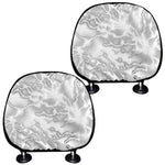 White Electric Lightning Print Car Headrest Covers