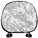 White Electric Lightning Print Car Headrest Covers