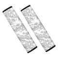 White Electric Lightning Print Car Seat Belt Covers