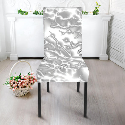 White Electric Lightning Print Dining Chair Slipcover