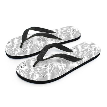 White Electric Lightning Print Flip Flops