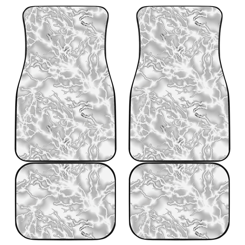 White Electric Lightning Print Front and Back Car Floor Mats