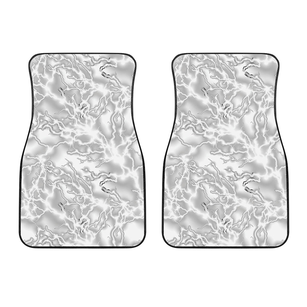 White Electric Lightning Print Front Car Floor Mats