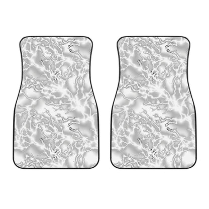 White Electric Lightning Print Front Car Floor Mats
