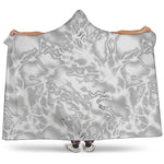 White Electric Lightning Print Hooded Blanket