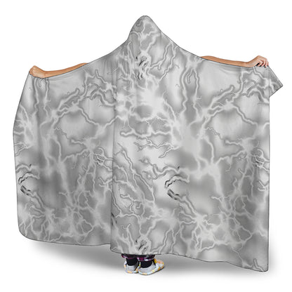 White Electric Lightning Print Hooded Blanket