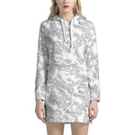 White Electric Lightning Print Hoodie Dress