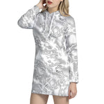 White Electric Lightning Print Hoodie Dress