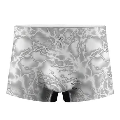 White Electric Lightning Print Men's Boxer Briefs