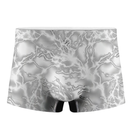 White Electric Lightning Print Men's Boxer Briefs