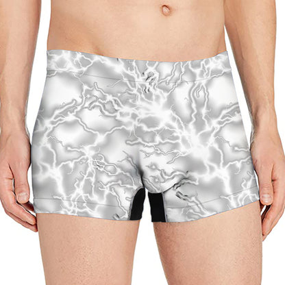 White Electric Lightning Print Men's Boxer Briefs