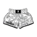 White Electric Lightning Print Muay Thai Boxing Shorts
