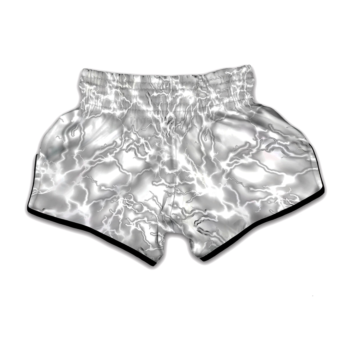 White Electric Lightning Print Muay Thai Boxing Shorts