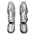 White Electric Lightning Print Muay Thai Shin Guards