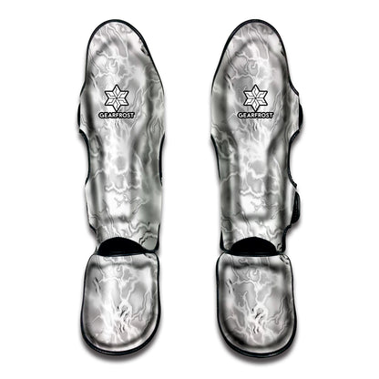 White Electric Lightning Print Muay Thai Shin Guard